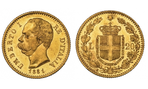 Umberto I, 20 Lire 1881 FDC
